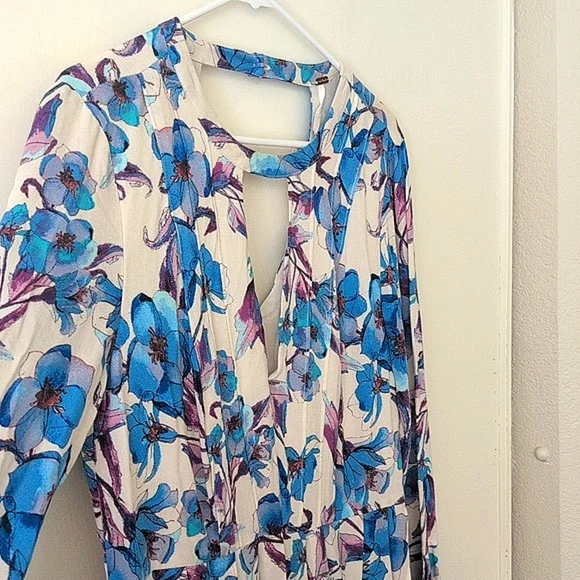 Free People Womens 10 Tegan Mini Dress Blue Floral Printed Boho Western Casual - Picture 5 of 8